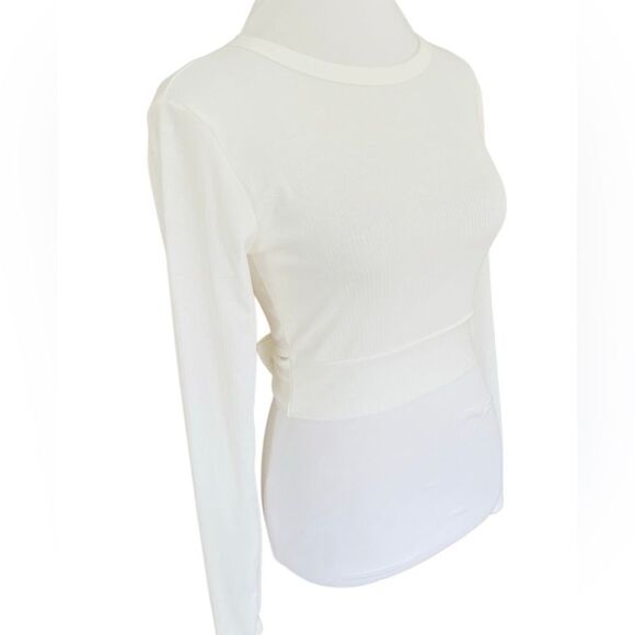 New with tag Windsor Wrap Waist Ribbed Crop Top, Ivory, size Small. - Picture 9 of 11